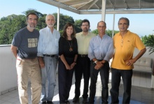 O vice-decano do CTC, prof. Luiz Alencar Reis da Silva Mello, e os coordenadores setoriais: prof. Carlos Frederico Palmeira, prof. Glaucio Lima Siqueira, profa. Noemi de La Rocque Rodriguez, prof. Marcelo de Andrade Dreux e o prof. José Eugenio Leal.