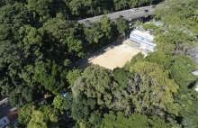 Vista aérea do campo de futebol. Fotógrafo Nilo Lima. Acervo do Núcleo de Memória.