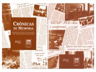 Capa e contra-capa do livro Crônicas de memória: publicadas pelo Núcleo de Memória no Jornal da PUC.